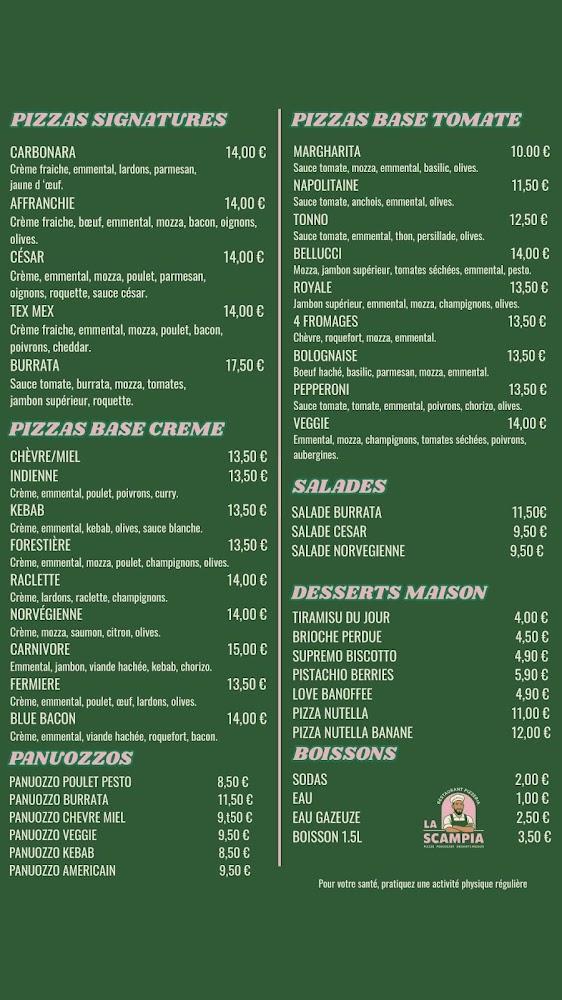LA SCAMPIA PIZZERIA TOULON - Menu Image 1